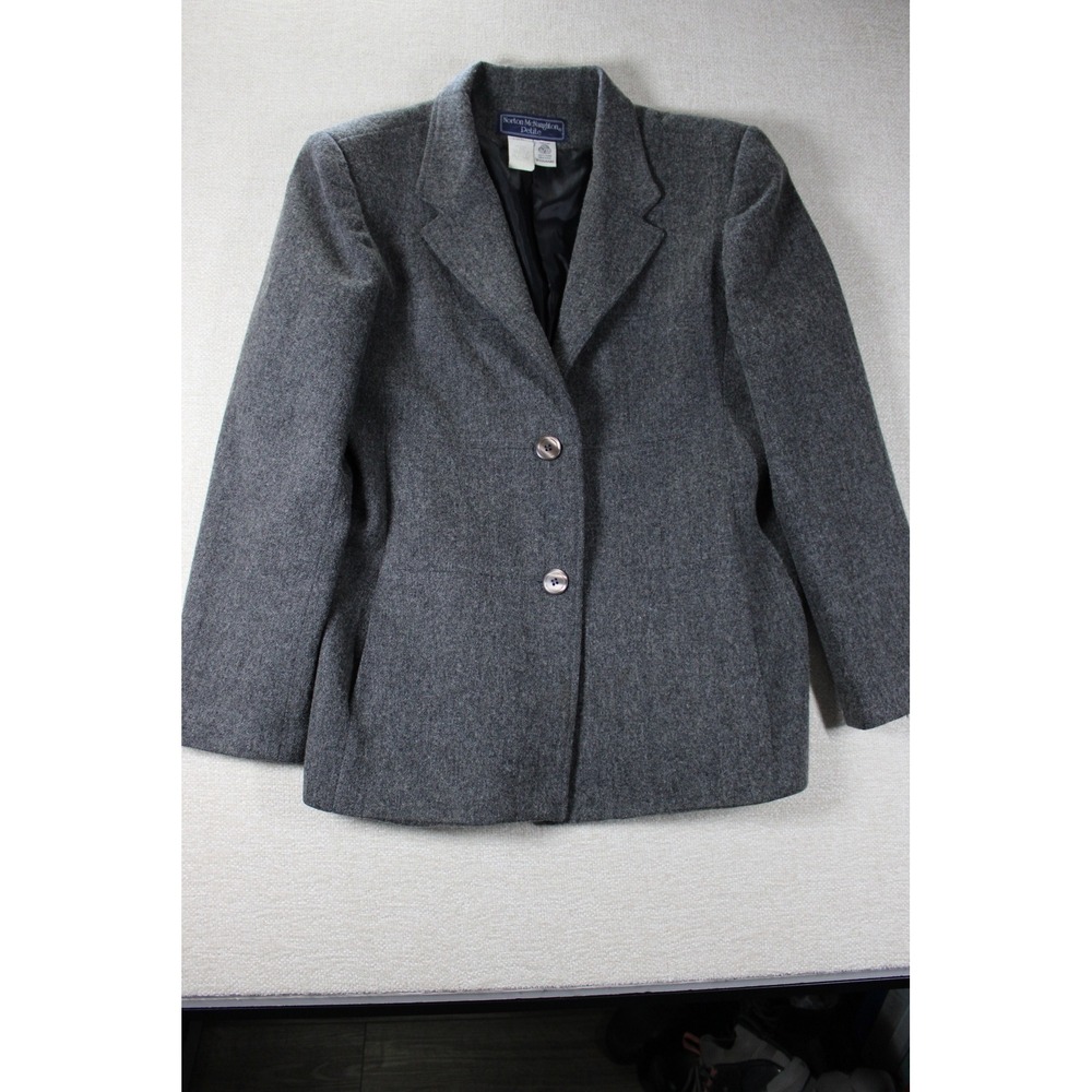 Norton McNaughton Petite Grey 100% Wool Blazer Jacket Size 10P Woolmark WC0067